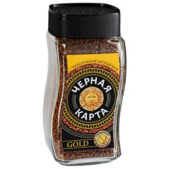 Кофе растворимый ЧЕРНАЯ КАРТА "Gold", сублимированный, 190 г,стеклянная банка, ш/к 92344 622239