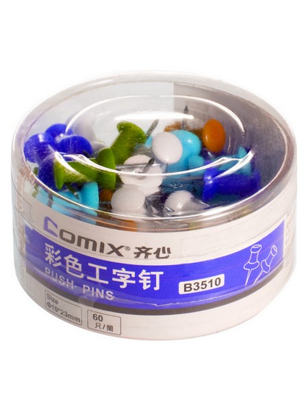Кнопки силовые гвоздики, цветные, 60 штук, 10 мм., Comix B3510