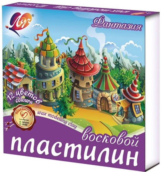 Пластилин 12цв. 180гр., "Фантазия" мягкий, восковой, в картонной коробке, Луч 25С 1523-08       