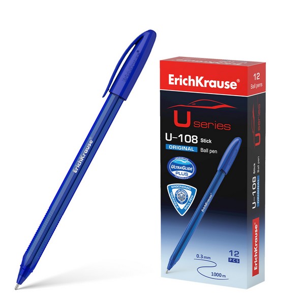 Ручка шариковая ErichKrause® U-108 Stick Original 1.0, Ultra Glide Technology, цвет чернил синий (в коробке по 12 шт.) 53738