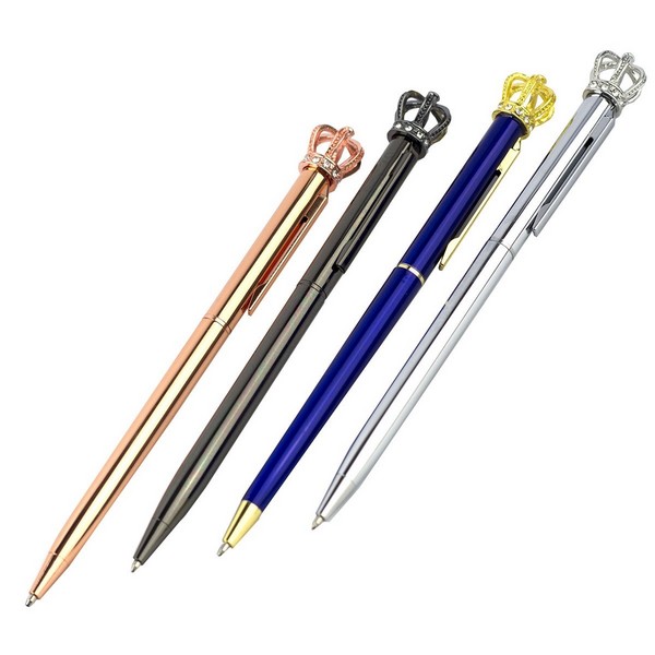 Ручка подарочная шариковая Alingar "Корона", 1,0 мм, синяя, поворотный механизм, круглый, цветной, металлический корпус, картонная упаковка AL7110