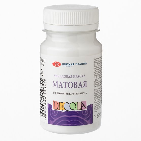 Краска акриловая матовая "Декола" белая 100мл, ЗХК 14327104
