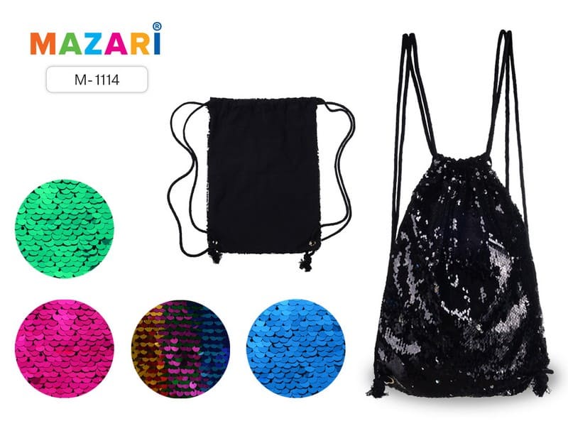 Рюкзак с пайетками MANY, размер 29.5 х 39.5 см, ассорти 6 цветов, ОПП-упаковка, Mazari  M-1114*