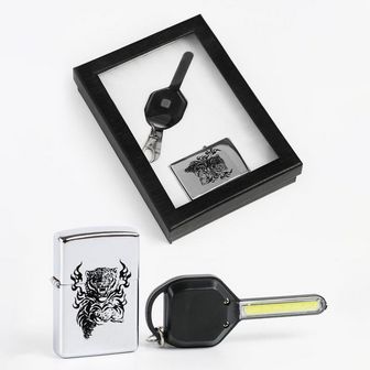 Подарочный набор "Тигр" зажигалка и и брелок с фонариком 7024175 7024175