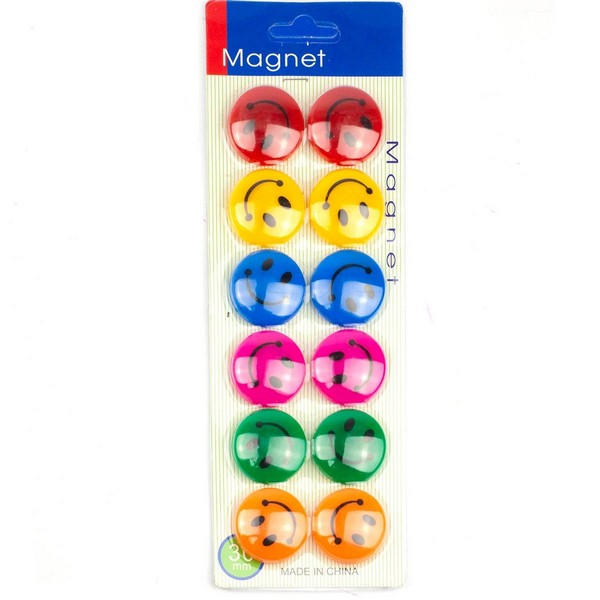 Магниты для доски Alingar "Smile" 30мм., 12шт в наборе, цвета ассорти, 7,5*21,5 AL6559