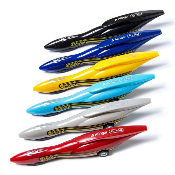Ручка подарочная шариковая Alingar "Car-pen", 0,7 мм, синяя, автоматическая, фактурный, цветной, пластиковый корпус, картонная упаковка AL4845