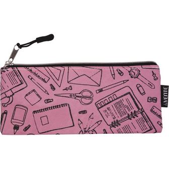 Пенал - косметичка "deVENTE. School" 21,5x9x1 см, плоский, на молнии, текстильный, в пластиковом пакете, розовый 7024072