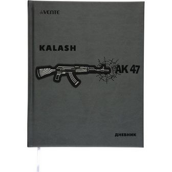 Дневник "deVENTE. AK 47" универсальный блок, офсет 1 краска, белая бумага 80 г/м?, твердая обложка из искусственной кожи, шелкография, цветная объемная аппликация rubber patch, 1 ляссе 2021235