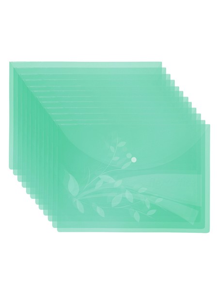 Папка-конверт пластиковая 0.12мм, на кнопке фА4, зеленая, Flexoffice FO-CBF02 GREEN
