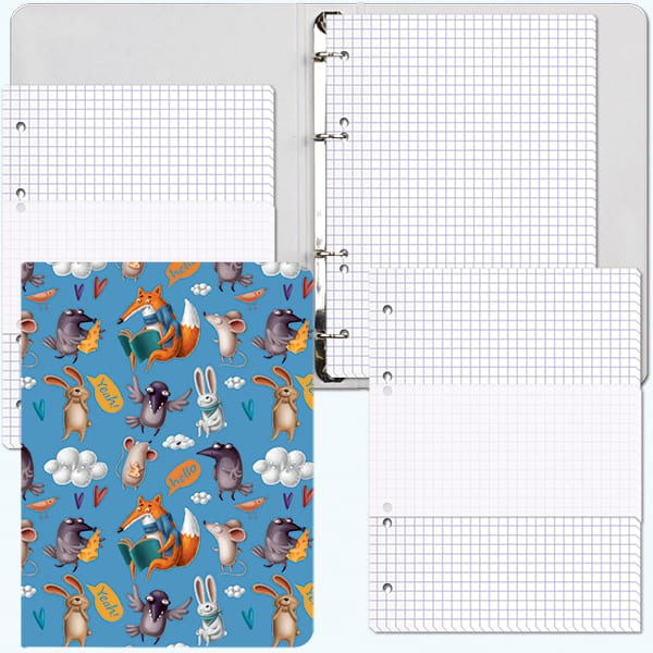 Тетрадь 240л. кл., на кольцах "Fanny Pattern blue" со сменным блоком, в индивидуальной упаковке 3095