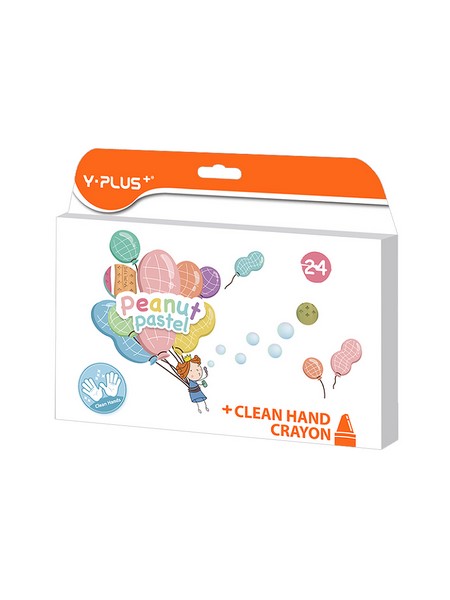 Мелки восковые 24цв. Y-Plus PEANUT PASTEL в картонной упаковке CR200200