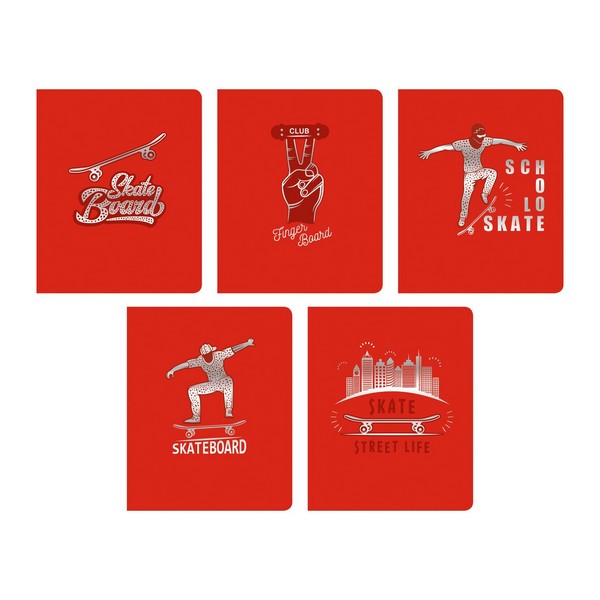 Тетрадь 48л. кл., "TOTAL RED. Skateboard" обл. цвет. диз. картон, тисн.фольгой "Серебро", одноуров. конгрев., Эксмо ТККФ487923