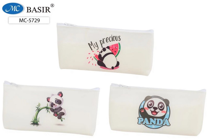 Пенал-косметичка "ПАНДА" размер 19*9 см., силиконовый, белый с рисунком, ассорти МС-5729