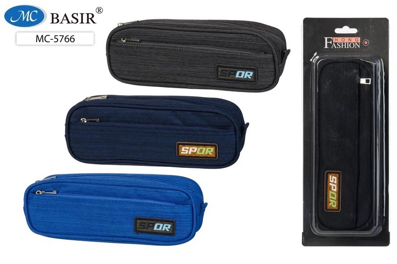 Пенал-косметичка "SPOR" размер 22,5*8.5*5.5 см., материал-плотная ткань, цветной , ассорти, внешний карманчик на молнии, в пластиковой упаковке на подложке. МС-5766