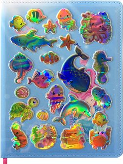 Дневник 1-11кл., "SEA STICKERS" 48 л.,  кожзам с полноцв. печатью, с набором 4 цв. стикер,  Проф-Пресс  Д48-9898