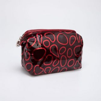 Косметичка дорожная L-2051-33, 15*3*8 см, на молнии, цвет чёрный/красный 7105618