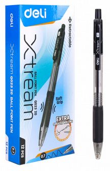 Ручка шар. авт."X-tream" черный  0.7мм, корпус прозрачный/черный EQ02320