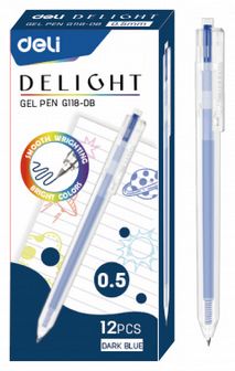 Ручка гелевая Deli Delight 0.5мм, т синий (12/144) EG118-DB