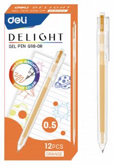 Ручка гелевая Deli Delight 0.5мм, оранжевый (12/144) EG118-OR