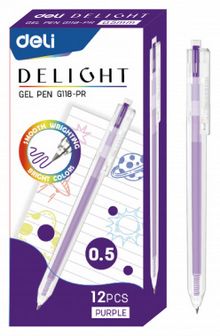 Ручка гелевая Deli Delight 0.5мм, фиолетовый (12/144) EG118-PR