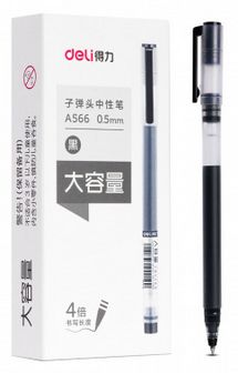 Ручка гел. Deli 0.5мм, черная (12/144) A566