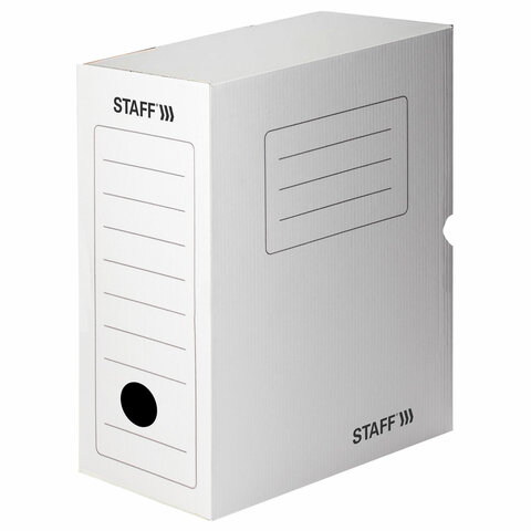 Короб архивный с клапаном А4, 150 мм, микрогофрокартон, белый, STAFF 128866