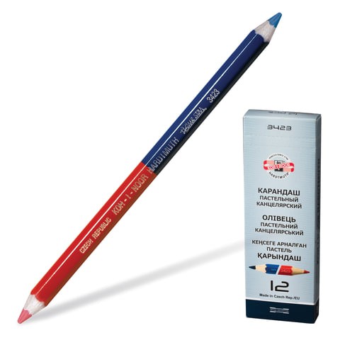 Карандаш двухцветный утолщённый KOH-I-NOOR, 1 шт., красно-синий, грифель 3,8 мм, картонная упаковка 180874