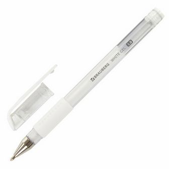 Ручка гелевая с грипом BRAUBERG "White", БЕЛАЯ, пишущий узел 1 мм, линия письма 0,5 мм, 143416 143416