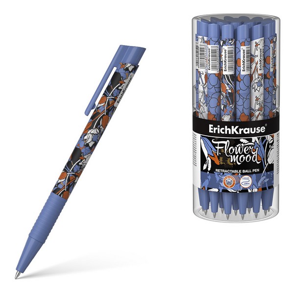 Ручка шариковая автоматическая ErichKrause Tulips Matic&Grip синяя  54529