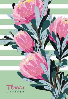 Блокнот на гребне фА5 40л., обл. мел. картон, нелинованный блок, "Букет", КТС-Про С4172-46