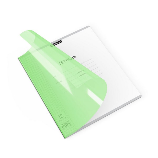 Тетрадь 18л. кл., фА5+, с пластиковой обложкой "Классика CoverPrо Neon" зеленый, ErichKrause 56366
