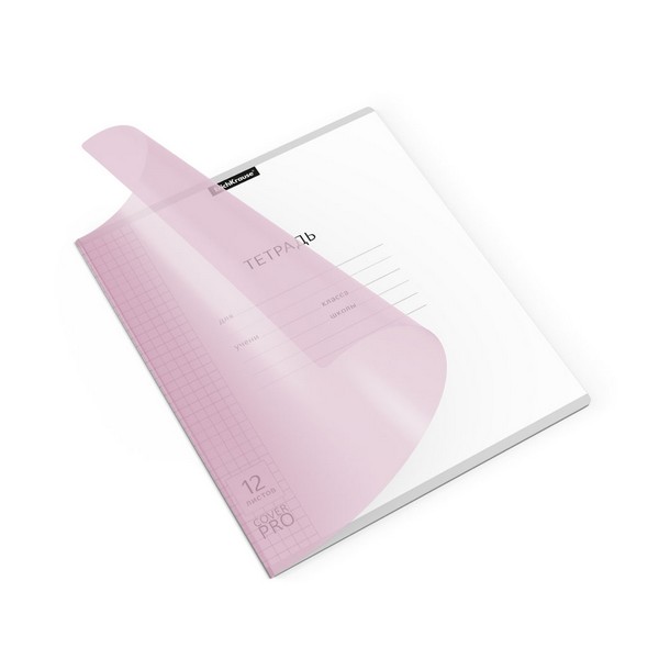 Тетрадь 12л. кл., фА5+, с пластиковой обложкой "Классика CoverPrо Pastel" розовый, ErichKrause 56342
