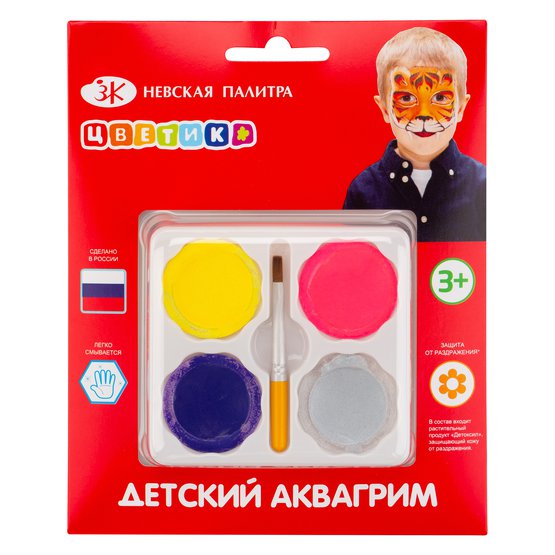 Аквагрим (тени) 4 цв., "Цветик", ЗХК 2231031516