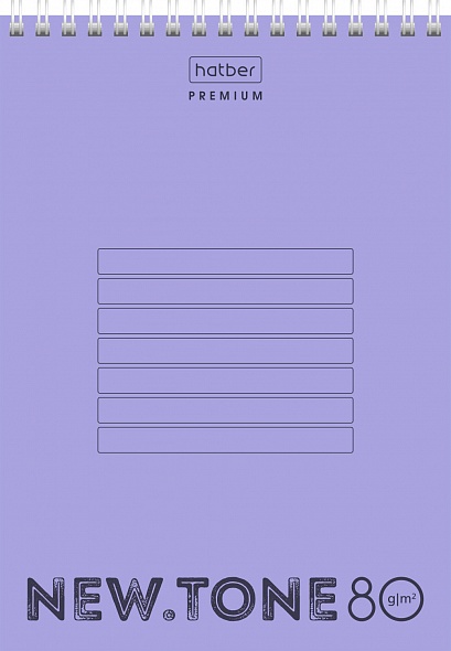 Блокнот на гребне фА5 80л. "Premium. NEWtone PASTEL", лаванда, пластиковая обложка, Хатбер 80Б5A1гр_05019