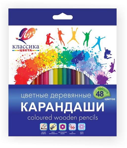 Луч Карандаши 48цв., "Классика" шестигранные деревянные, с европодвесом 31С 2033-08