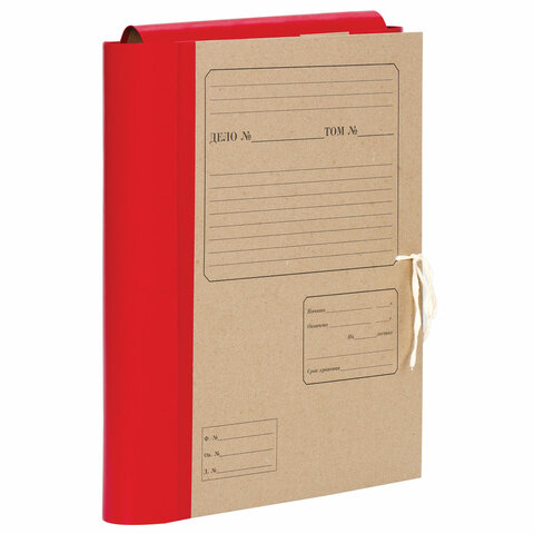 Папка для бумаг архивная А4 (225х310 мм), 80 мм, 4 завязки, крафт, корешок - бумвинил, 123203 123203