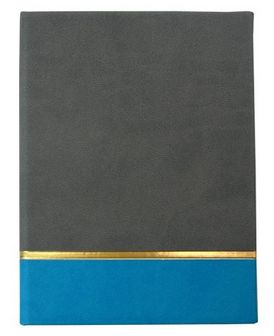 Записная книжка фА6, 80л., лин., тв. перепл., кожзам, серый/голубой С9048-01