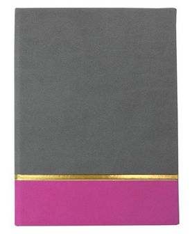 Записная книжка фА6, 80л., лин., тв. перепл., кожзам, серый/розовый С9048-02