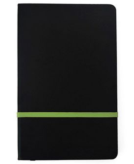 Записная книжка фА5, 80л., лин., тв. перепл., кожзам, чёрный/зеленый С9049-02