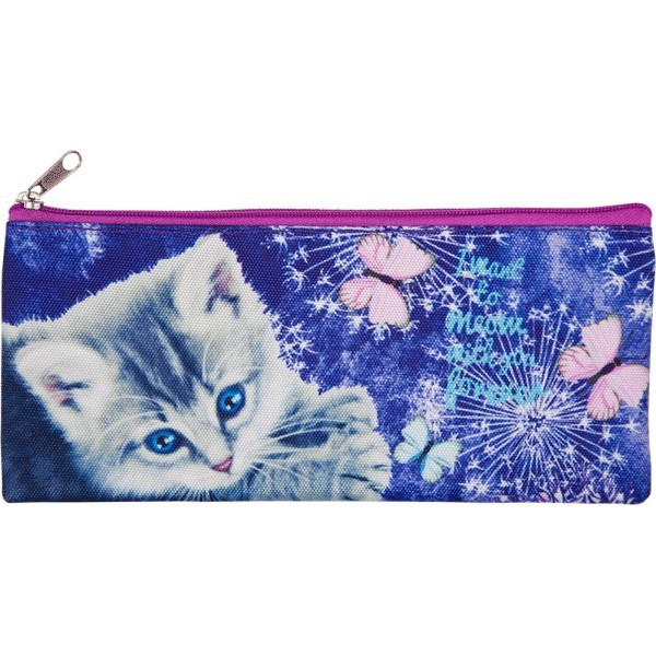 Пенал - косметичка "Attomex. Cute Kitty" 21x9x1 см, плоский, текстильный, на молнии 7024322