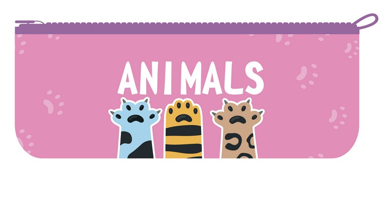 Пенал - косметичка на молнии малый, печать на ткани 195*70, "КОШАЧЬИ ЛАПКИ", Пчелка К-2