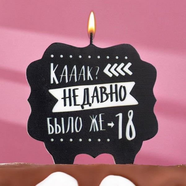 Свеча для торта "Как давно было 18", 10х10 см, черная 7761404 7761404    