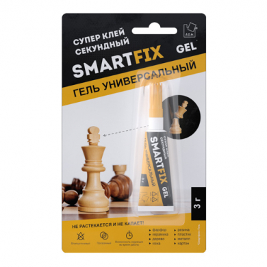 Клей "Супер момент гель. SmartFix gel" 3гр., индивидуальный блистер, A.D.M (1/100) GHG301B