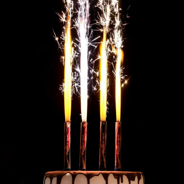 Набор тортовых свечей "Фонтаны" 10 см (4 шт) Радужное пламя 5258626 5258626    