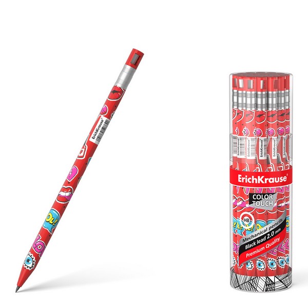 Карандаш мех. ErichKrause® ColorTouch® Sweet love 2.0 мм с точилкой, НВ (в тубусе по 24 шт.) 50764