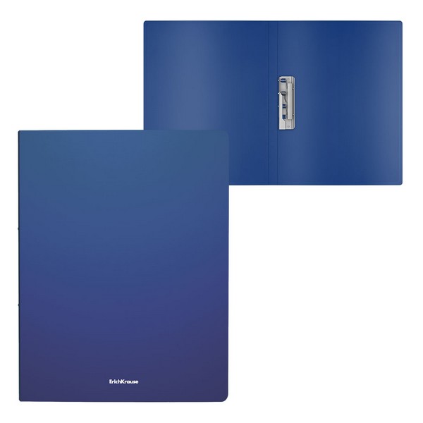 Папка пластиковая 0.4мм., с внутренним боковым зажимом, синяя Matt Classic ErichKrause  50135
