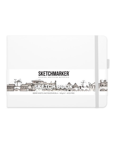 Блокнот для зарисовок "Sketchbook" 210*148 мм, 140 г/м2, 80л., твердая обложка, белый пейзаж, Sketchmarker 2314104SM