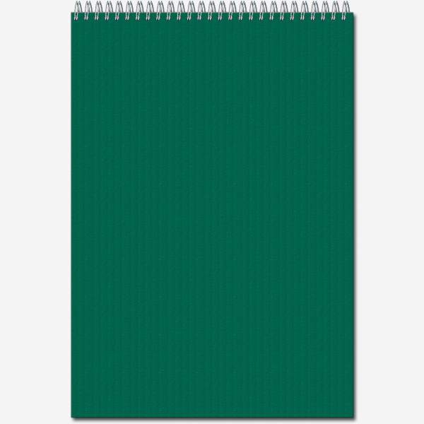 Блокнот на гребне фА4 50л. кл., темно-зеленый, дизайн.картон однотон."микровельвет" с 2-х ст. 11с12-4