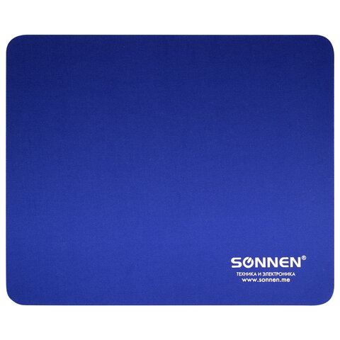Коврик для мыши SONNEN "BLUE", резина + ткань, 220х180х3 мм 513308