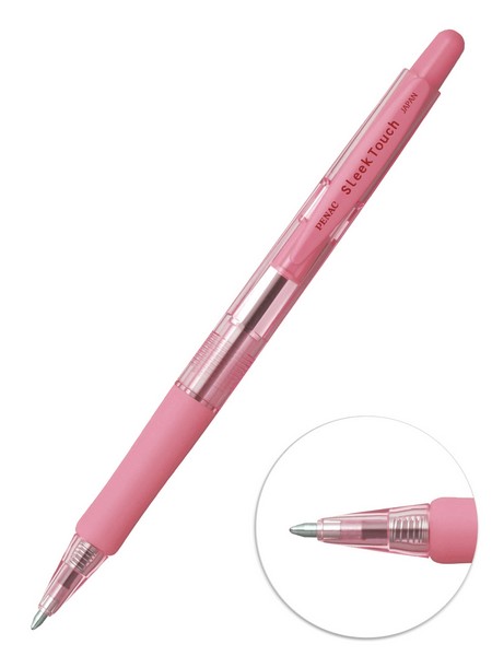 Ручка авт. PENAC Sleek Touch Pastel синяя 1,0мм корпус пастельный розовый с резиновым грипом BA1304-28M